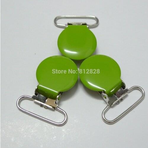 25pcs 1'' 25mm #MD22 Lime Green Color Enamel Suspender Clips
