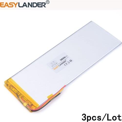 3pcs /Lot 3.7V 3600mAH 3572140 lithium Li ion polymer rechargeable battery for tablet pc FOR PIPO AINOL Power bank PAD DVD