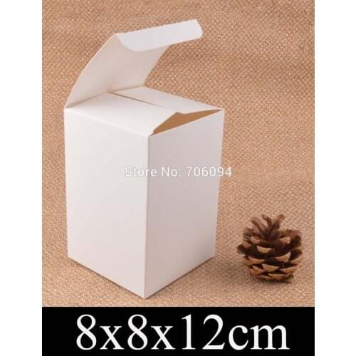 8*8*12cm Cosmetic/Jewerly white paper box 3.1''*3.1''*4.7'' handmade gift boxes,Essential oil box,custom box logo 80pcs/lot