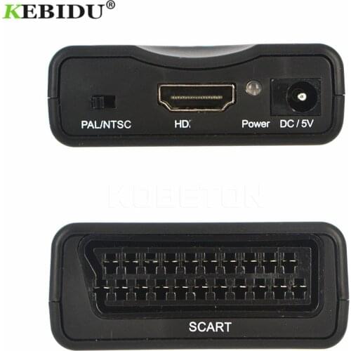 KEBIDU 1080P Scart Converter Audio Video Adapter HDMI-compatible to SCART For HDTV Sky Box STB For Smartphone HD TV DVD Newest