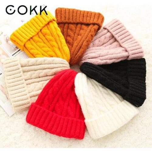 COKK Winter Hat Women Children Knitted Beanie Thickened Warm Hats For Girls Boys Kids Parent Child Hat Gorro Bonnet Elastic New