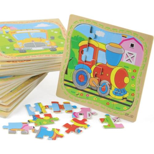 Children Toys 16pcs Animal Cartoon Puzzles Wooden Puzzle