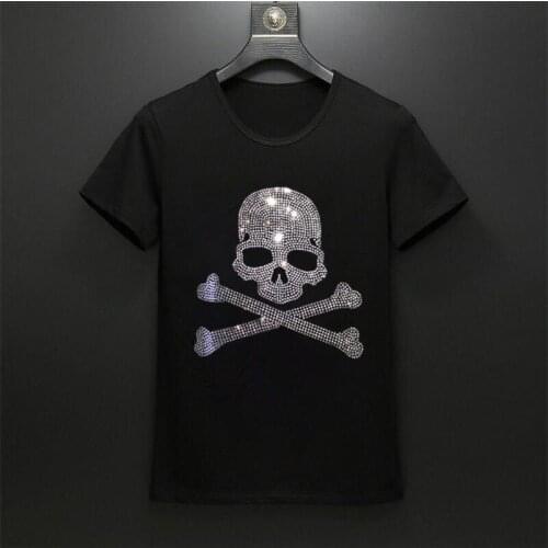 Summer fashion mens crew neck elastic striped T-shirt street T-shirt short sleeve T-shirt