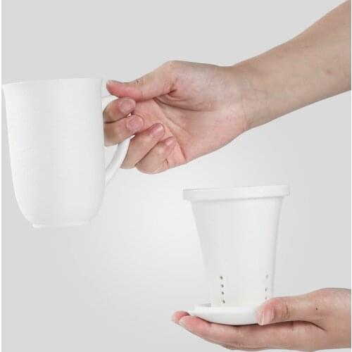 Exquisite Ceramic Mug Tea Cup With Tea Strainers Infusers Coffee Cup Brief Elegant Black White Drinking Cup Simple Drinkware