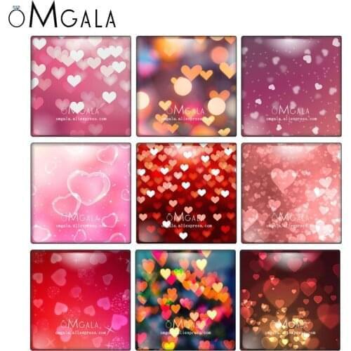 Beautiful Shiny Red Love Heart Art Patterns 10pcs mixed 12mm/20mm/25mm/30mm photo glass cabochon demo flat back Making findings