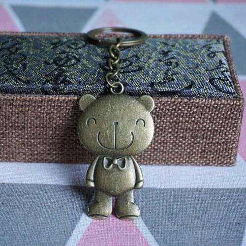 Bear Metal Key Chain Vintage Cute Alloy Keyrings for Woman men Charming Keychains Gifts