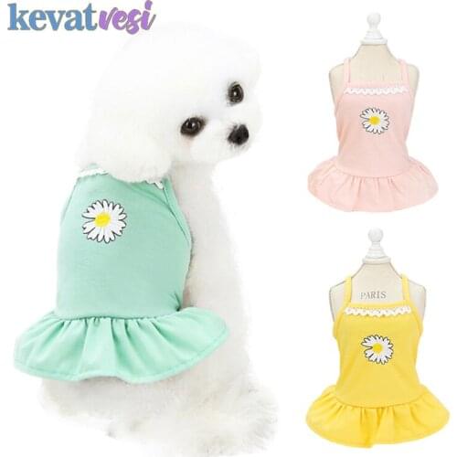 Cute Dog Dress for Small Dogs Lace Princess Skirt Little Daisy Summer Puppy Clothing Chihuahua Pug Spring Pets Skirt Dress