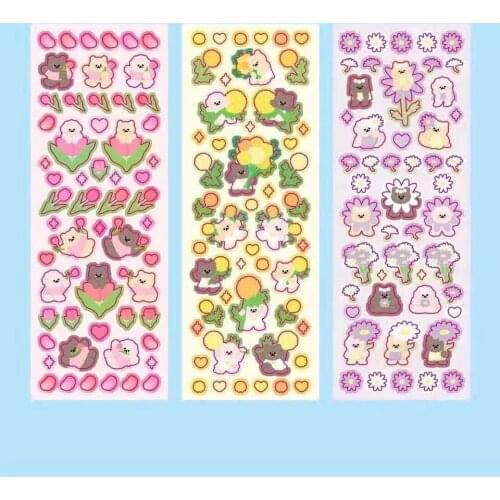 Cute Cartoon Bear Laser Sticker DIY Scrapbooking Album Stationery Happy Plan Deco Kawaii Stickers