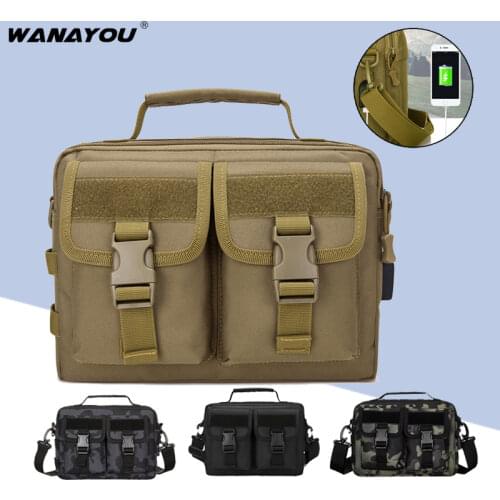 Men‘s Waterproof Single Shoulder Bag,USB Camouflage Outdoor Messenger Bag Military Backpack,Tactical Climbing Crossbody Bag