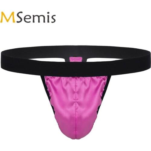 Mens Shiny Wetlook Satin Panties Hot High Cut Sissy Pouch Bikini G-string Tanga Thong Male Gay Sexy Mini T Back Briefs Underwear