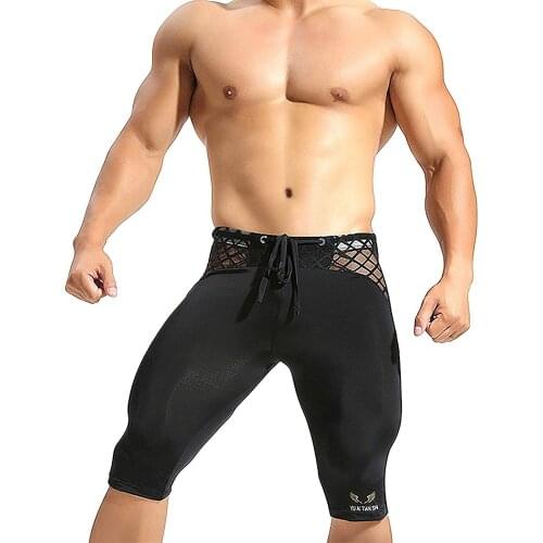 Mens Yoga Shorts Soft Mesh Cool Dry Compression Yoga Workout Tight Shorts