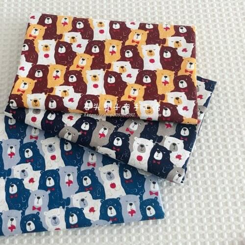 50*160cm Bear Print Cartoon Pure Cotton Twill Fabric Bedding Handmade DIY Decorative Tablecloth Cotton Fabric