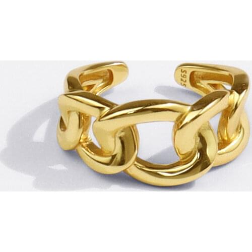 925 Sterling Silver Chunky Chain Rings for Women Men Link Twisted Geometric Rings Jewelry New