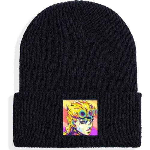 Winter Knitted Hats Spring Autumn Crochet Beanies cap for Women Men JoJo Bizarre Adventure Unisex Warm Outdoor Solid Color Cap