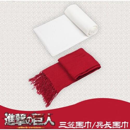 Anime Attack on Titan Mikasa Levi Ackerman Scarf Cosplay Costume Shingeki no Kyojin Red / White Daily Casual All-match Scarves