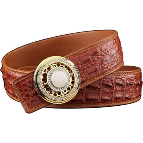 Shenzhen dae select thailand Siam crocodile bone skin men belt stainless steel buckle men crocodile belt men belt