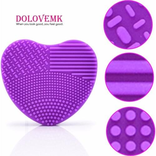 Dolovemk Heart Shape Silicone Makeup Brushes Cleaning Mat Makeup Brushes Cleaning Tool