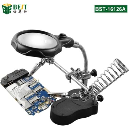 Welding Magnifying Glass with 2 LED Light 3.5/12X Lens Auxiliary Clip Loupe Desktop Magnifier Soldering Stand Holder Repair Tool