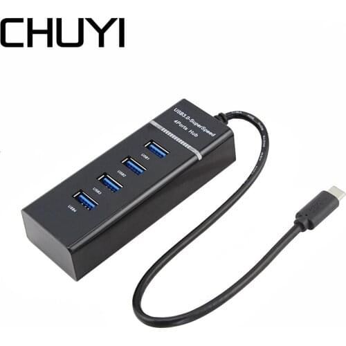 CHUYI Mini USB C HUB High Speed 4 Port USB 3.0 Hub Type C 3.1 Hub Splitter Adapter For Macbook Pro Computer Accessories
