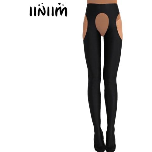 Womens Sexy Bodystocking Lingerie Open Crotch Tights Long Stockings Suspender Pantyhose for Nightclub Erotic Leggings Nightwear
