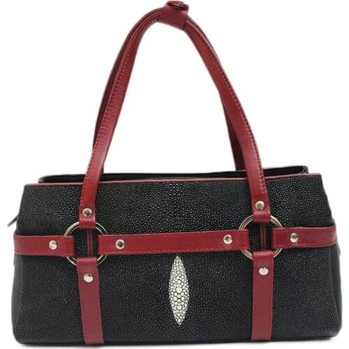 Thailand Authentic Real Stingray Skin Womens Purse Genuine Exotic Leather Lady Top-handle Handbag Female Single Shoulder Bag