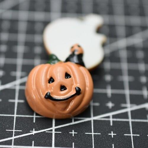 1pcs/lot resin flat back Pumpkin with ghost 18mm Hallowmas Cabochons Hair Bow Center Card Frame Making Craft DIY