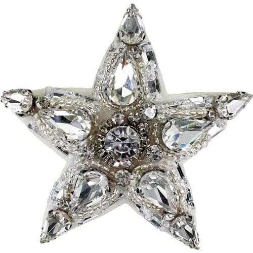 10piece Rhinestones Beaded Star Fabric Patches Motifs Applique Sew on Shoes Clothes Decorated DIY Craft Badge Sewing TH858