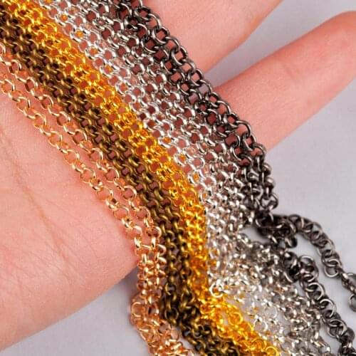 100m 2 2.5 3.2 3.8 mm Rolo Chain Link Chains Necklace Findings For DIY Jewelry Making Supplies