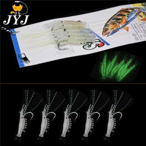 20 packs size hook 9/10/11/12/13/14/15/16/17/18/19 soft shrimp lure baits, fishing tackle sabiki rig shrimp luminous glow lure