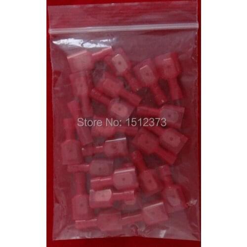 25piece/bag Double Crimp Nylon Full-insulating male terminl 22-18AWG(0.75-1.5 square meter)MDFNY1-250 red color