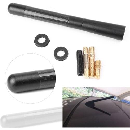 4.7" Car Carbon Fiber AM FM Radio Signals Aerial Screws Antenna Black