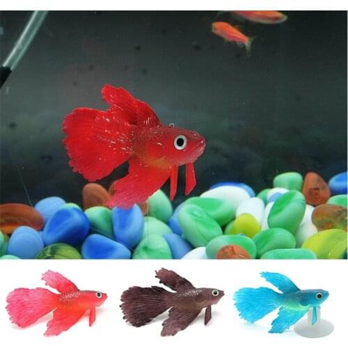 Aquarium Decoration Silicone Artificial Goldfish Floating Betta With Sucker Cup Fluorescent Fish Tank Ornament Landscaping
