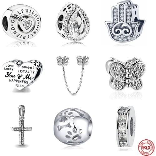 New Palm Butterfly Girlfriend Water Drop DIY fine beads Fit Original Pandora Charms Silver 925 Sterling Bracelet Jewelry F066