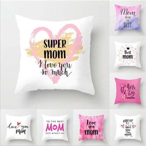 Mothers Day Cushion Cover Super Mom Love Letter Throw Pillow Case Festival Gifts To Mother Car Sofa Home Decorative Pillowcases