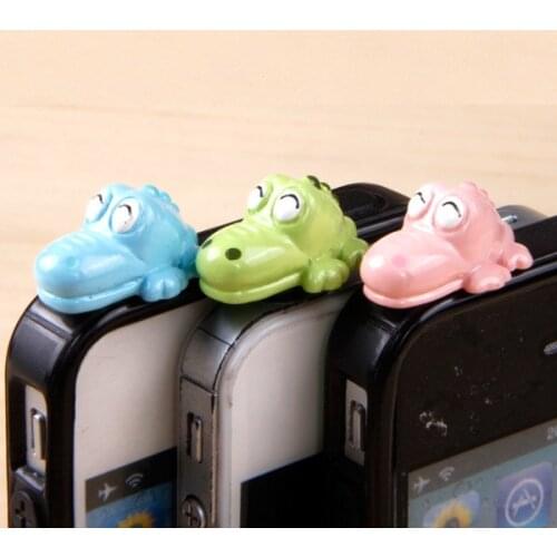 Action Figure random lovely THREE COLORS Crocodile Dust plug 1.8cm PVC 3.5mm Universal mobile cute doll decoration Model anime
