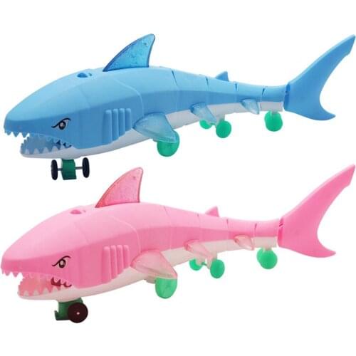 Electric Light Music LED Shark Toy Air Glow Fish rolling wheel Shark toys Illuminate Kids Toys birthday gift