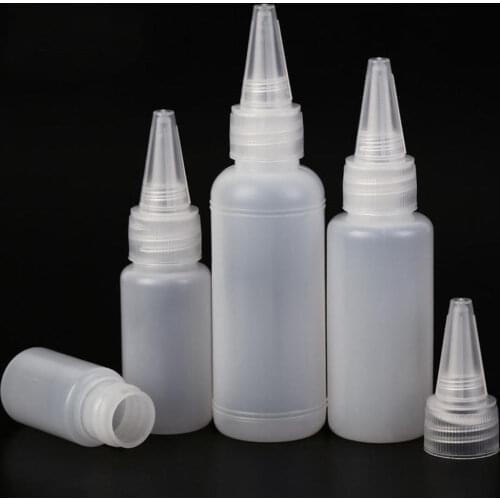 10pcs/lot Glue Bottles 10ML/20ML30ML/50ML Empty PE Plastic With Screw-On Lids Squeeze Liquid Ink Oil Dropper Bottles