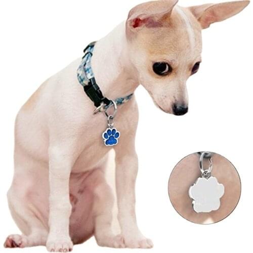 Dog Tag Engraved Dog Collar Puppy Pet ID Name Paw Glitter Pendant Address Tags Package Include 1 *Pet ID Tags