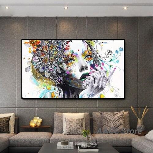 Modern Style Beautiful Girl Flower Canvas Painting Wall Art Posters Print Pictures For Nordic Bedroom Home One Piece Decoration