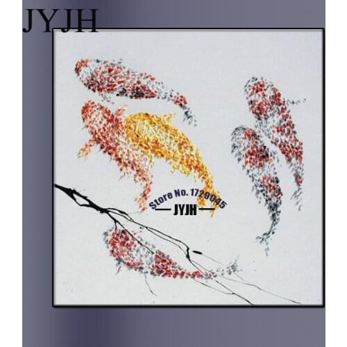 Painting 35" Koi fish for Luck - Feng shui painting, Modern, luxury looks, thick layers, Express shipping worldwide