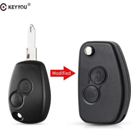 KEYYOU For Renault Clio Megane Modus Espace Kangoo Scenic With 206 Blade 2 Button Modified Flip Folding Remote Car Key Shell