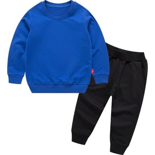 Kids Outfits Set Boys And Girls Clothing Designer Fashion Tops Shirt+Pants 2pcs Solid Color Autumn Clothes For 1T-8T Children