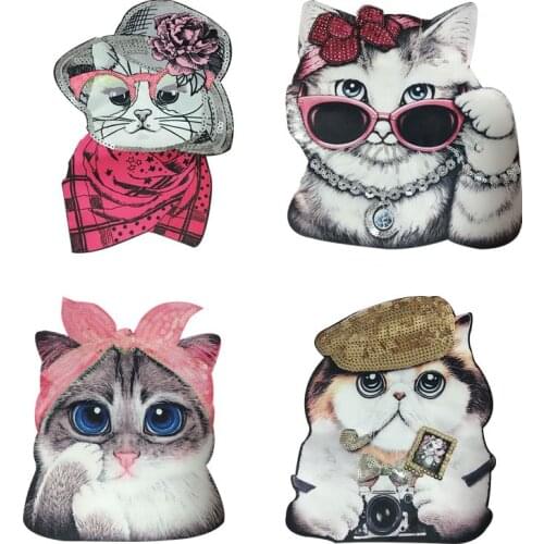 Cute Cat Patch DIY Embroidered Patches For Clothing Stripes On Clothes Applique On Garment Jacket Clothes Badges
