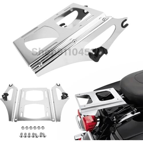 Motorcycle Chrome Detachable Pack Mounting Luggage Rack Docking Hardware Kit For Harley Touring Road Street Glide King 2009-2013