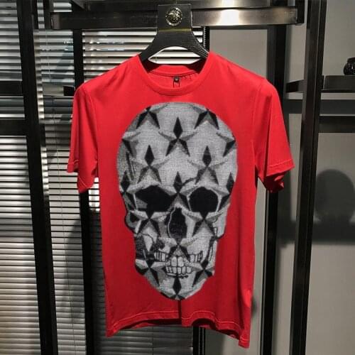 2021 Diamond Men Fashion Street Short Sleeve O-Neck Modal Cotton Skull T-Shirt Top Quality