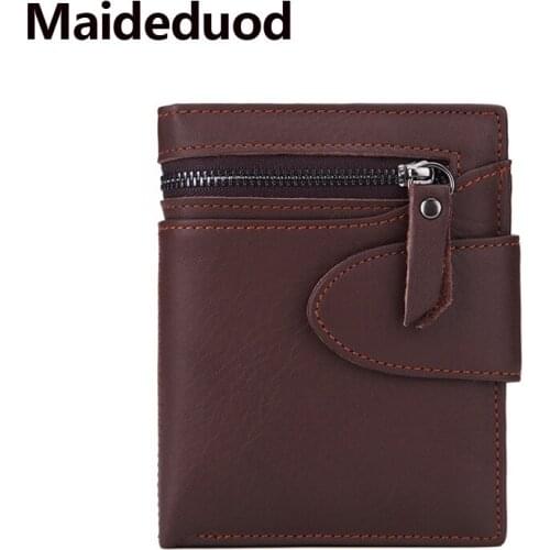 Maideduod Vintage Men Wallet Genuine Leather Short Wallets Male Multifunctional Cowhide Purse Coin Pocket Driver License Holder