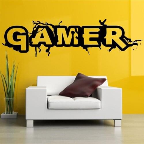 Gamer Wall Room Decor Art Vinyl Sticker Mural Decal Gamer Word Game Home Decor Kids Room Wall Stickers For Nursery L696