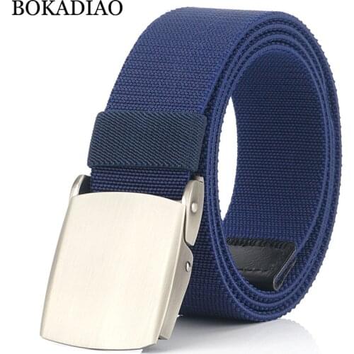 BOKADIAO Men&Women fashion nylon elastic belt metal buckle Weave Stretch Canvas belt luxury jeans Waist Belts vintage male strap