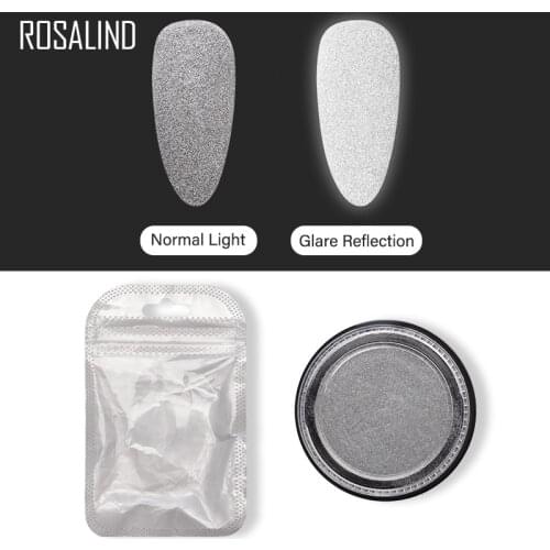 ROSALIND Powder Pigment Nail Glitter Reflective Dipping Powder Set Bright Light Base Coat For Nails Art Decorations Manicure