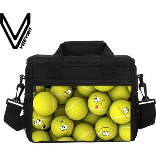 VEEVANV Funny Ball Printing Thermo Lunch Bags Food Storage Container Women Thermal Cooler Bag Mens Portable Insulated Lunch Box